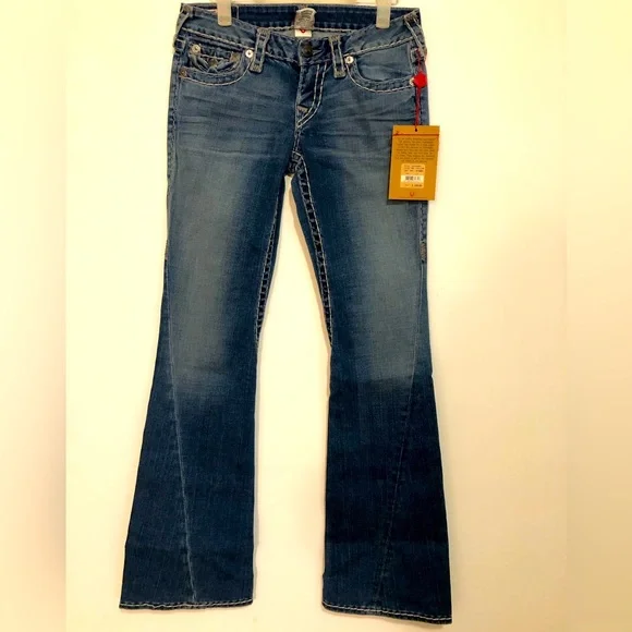 NWT True Religion Women Flare Denim Pants Made in USA - Picture 1 of 6